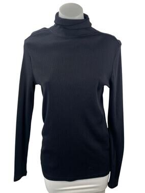 Le31 Par Simons Women's Black Ribbed Knit Long Sleeve Turtleneck Sweater Top XS
